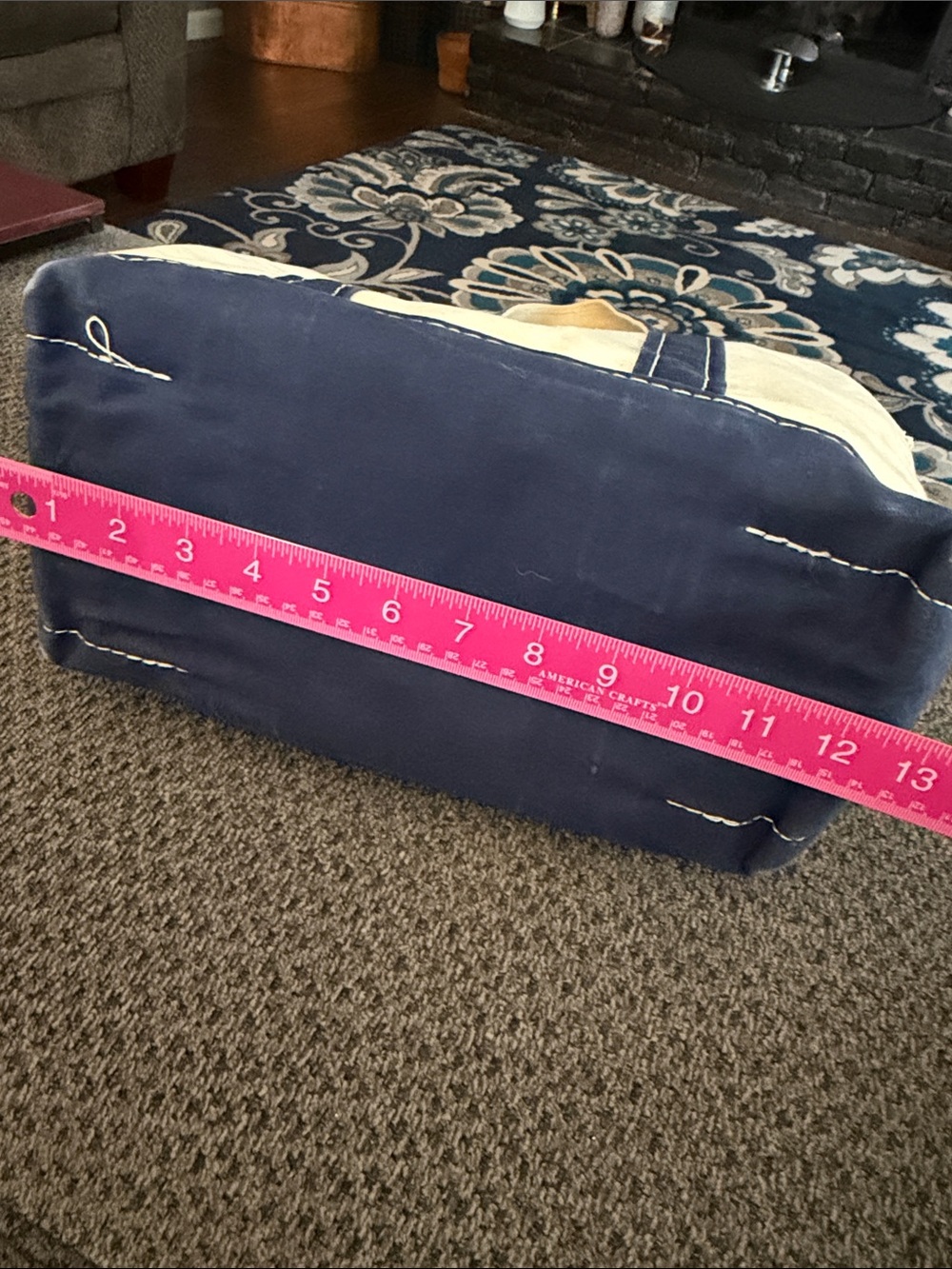 L.L. Bean Vtg Cream Canvas Tote with Navy Handles and Kellogg's Patch sack Em up - Picture 6 of 9